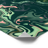 Abstracte wervelende kunst in groene tinten poster (Hoek)