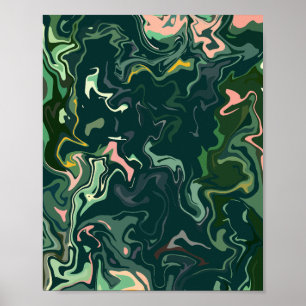 Abstracte wervelende kunst in groene tinten poster
