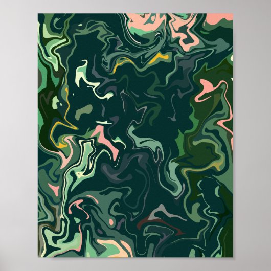 Abstracte wervelende kunst in groene tinten poster (Voorkant)