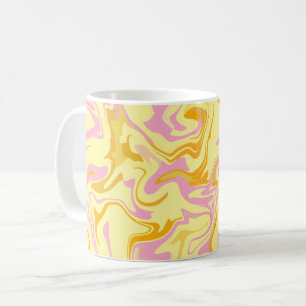 Abstracte Wervelende Kunst met Geel, Roze en Oranj Koffiemok