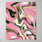 Abstracte wervelende kunst met roze, wit en zwart poster (Voorkant)