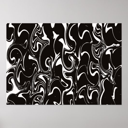 Abstracte Wervelende Kunst - Zwart en Wit Poster (Voorkant)