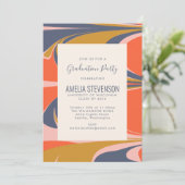 Abstracte wervelende retro kleurrijke mod afstudee kaart (Staand voorkant)