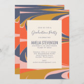 Abstracte wervelende retro kleurrijke mod afstudee kaart (Voorkant / Achterkant)