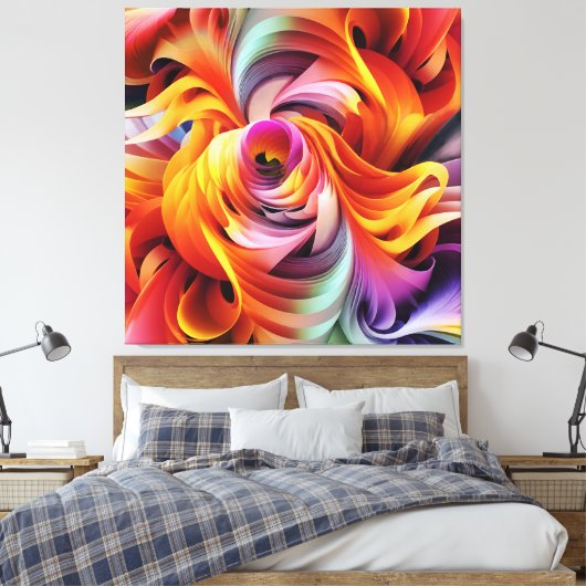 Abstracte wervelende vormen canvas afdruk (Insitu (Slaapkamer))