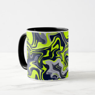 Abstracte werveling van groen, grijs en zwart mok