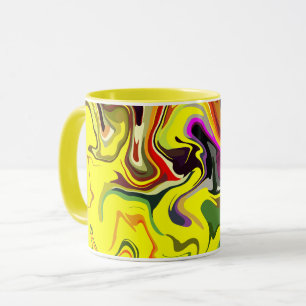 Abstracte werveling van levendige kleuren mok