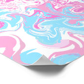 Abstracte werveling van roze, blauwe en witte kleu poster (Hoek)