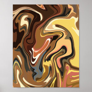 Abstracte werveling van warme aardse tonen poster