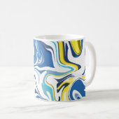 Abstracte wervelingen in blauw, geel en wit koffiemok (Voorkant rechts)