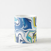 Abstracte wervelingen in blauw, geel en wit koffiemok (Center)