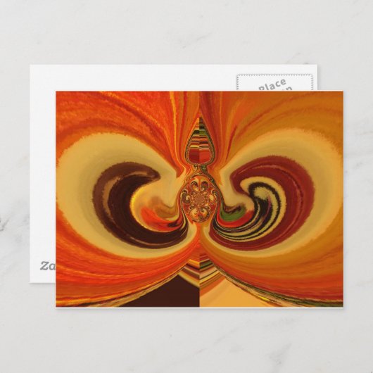 Abstracte wervelingen met Teardrop Center Art Prin Briefkaart (Voorkant / Achterkant)