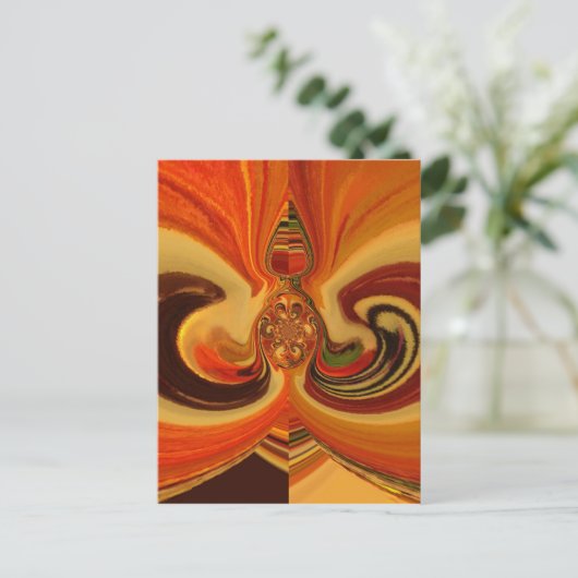 Abstracte wervelingen met Teardrop Center Art Prin Briefkaart (Staand voorkant)