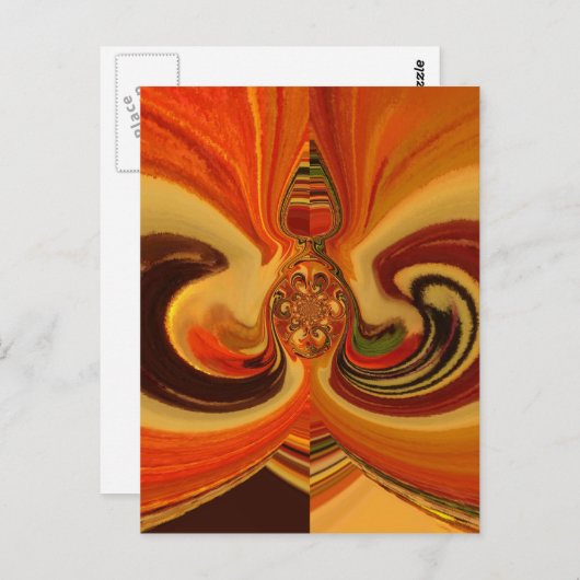 Abstracte wervelingen met Teardrop Center Art Prin Briefkaart (Voorkant / Achterkant)