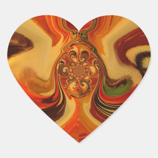 Abstracte wervelingen met Teardrop Center Art Prin Hart Sticker (Voorkant)