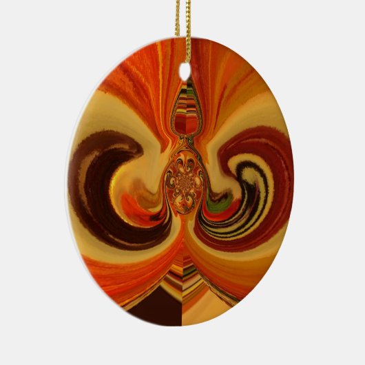 Abstracte wervelingen met Teardrop Center Art Prin Keramisch Ornament (Rechts)