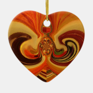 Abstracte wervelingen met Teardrop Center Art Prin Keramisch Ornament