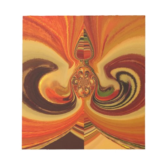 Abstracte wervelingen met Teardrop Center Art Prin Notitieblok (Voorkant)