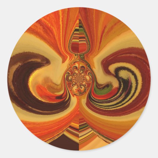 Abstracte wervelingen met Teardrop Center Art Prin Ronde Sticker (Voorkant)