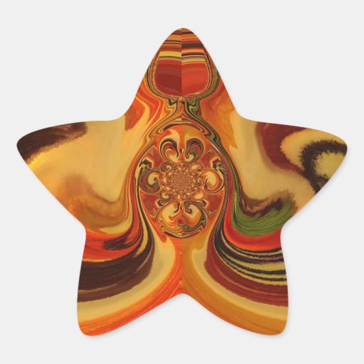 Abstracte wervelingen met Teardrop Center Art Prin Ster Sticker (Voorkant)