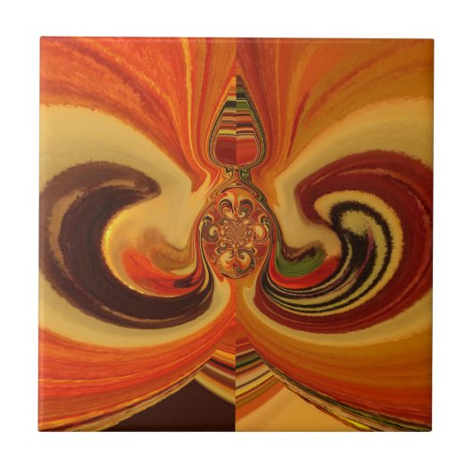 Abstracte wervelingen met Teardrop Center Art Prin Tegeltje (Voorkant)