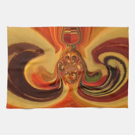 Abstracte wervelingen met Teardrop Center Art Prin Theedoek (Horizontaal)