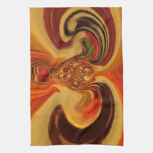 Abstracte wervelingen met Teardrop Center Art Prin Theedoek (Verticaal)