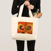 Abstracte wervelingen met traanvormig centrum kuns grote tote bag (Voorkant (product))