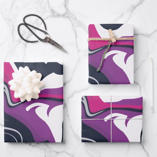 Abstracte wervelingen van koele en gedurfde kleure inpakpapier vel (Voorkant)