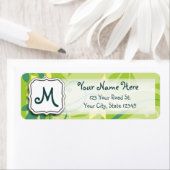 Abstracte wervelkolom Floral Lime Green met monogr Etiket (Insitu)