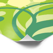 Abstracte wervelkolom Floral Lime Green met monogr Poster (Hoek)