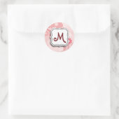 Abstracte wervelkolom Floral roze met monogram Ronde Sticker (Tas)