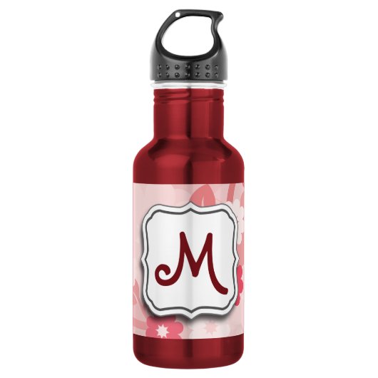 Abstracte wervelkolom Floral roze met monogram Waterfles (Voorkant)