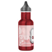 Abstracte wervelkolom Floral roze met monogram Waterfles (Links)