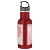 Abstracte wervelkolom Floral roze met monogram Waterfles (Achterkant)