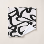 Abstracte wervelkolommen vormen zwart en beige crè bad handdoek (Wasdoekje)