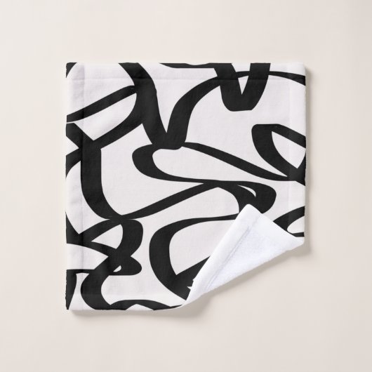 Abstracte wervelkolommen vormen zwart en beige crè bad handdoek (Wasdoekje)