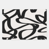 Abstracte wervelkolommen vormen zwart en beige crè inpakpapier vel (Voorkant 2)