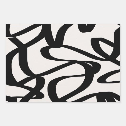 Abstracte wervelkolommen vormen zwart en beige crè inpakpapier vel (Voorkant 2)