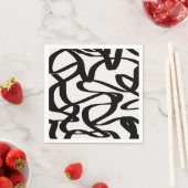 Abstracte wervelkolommen vormen zwart en beige crè servet (Insitu)