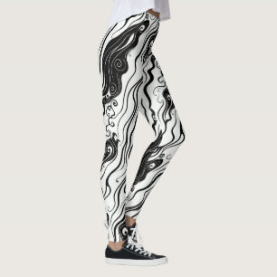 Abstracte wervelkunst stromende vloeibare wolken leggings