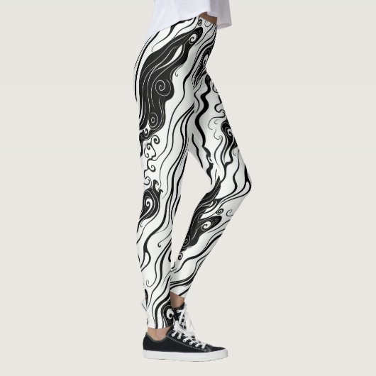 Abstracte wervelkunst stromende vloeibare wolken leggings (Rechts)