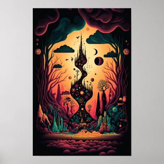 Abstracte Wervelposter | Retro Psychedelisch 3 Poster (Voorkant)