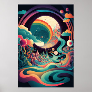 Abstracte Wervelposter Retro Psychodelisch 1 Poster