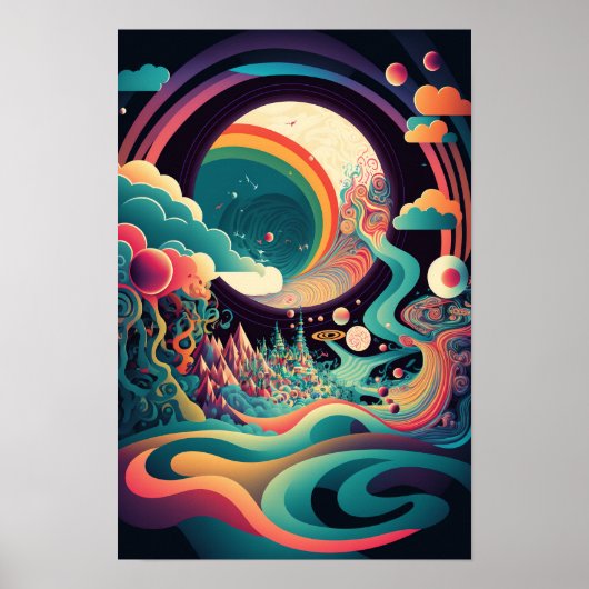 Abstracte Wervelposter | Retro Psychodelisch 1 Poster (Voorkant)