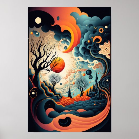 Abstracte Wervelposter | Retro Psychodelisch 2 Poster (Voorkant)