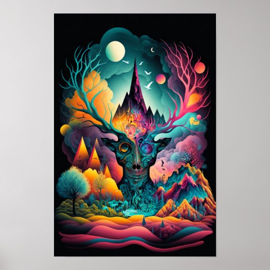 Abstracte Wervelposter | Retro Psychodelisch 7 Poster (Voorkant)