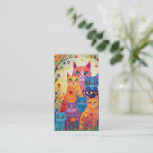 Abstracte Whimsical kleurrijke katten illustratie Visitekaartje (Staand voorkant)