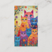 Abstracte Whimsical kleurrijke katten illustratie Visitekaartje (Voorkant)