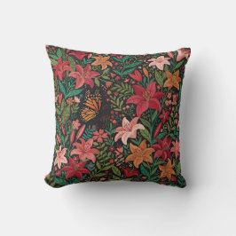 Abstracte Whimsical Lilies Vlinder Worpkussen Kussen